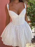 Dadizhimu Sexy V-Neck Lace Sling Dress Pure-Style White Print Hottie Small Dress Dress Women's Dress