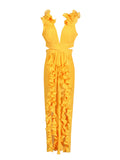 Dadizhimu Open Fork Dress 2025 New Autumn V-Neck Wood Ear Design High-Waist Long Dress Woman