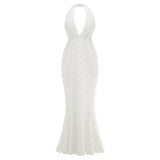 Dadizhimu Color Sexy Dark V Bareback Dress Woman High-End New Flower Design Fishtail Party Dress