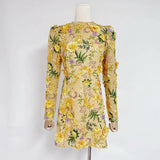 Dadizhimu 2025 New Fashion French Heavy Industry Three-Dimensional Flower Embroidery Long Sleeves Short Temperament Dress Woman