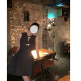 Dadizhimu Suit Fabric Sleeveless Dress French Hepburn A-Word Short Dress