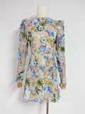 Dadizhimu 2025 New Fashion French Heavy Industry Three-Dimensional Flower Embroidery Long Sleeves Short Temperament Dress Woman