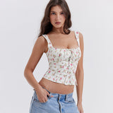 Dadizhimu Printed Sling Vest Female Pure Sexual Lusty Dew Short-Scared Umbilly Babes Blouse Women's Summer Women's Clothing