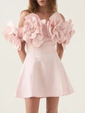 Dadizhimu Elegant Famous Style Dress 2025 New Chest-Shaped Shoulder Three-Dimensional Flower Design Dress Dress Woman