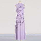 Dadizhimu Elegant Style And Sleeveless Solid Dress 2025 New Three-Dimensional Flower Collage Design Long Dress