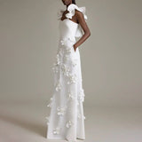 Dadizhimu Sense Splicing Flowers In Spring 2025 New White Slimming-Skinny Back Dress Female Trend