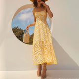 Dadizhimu Dress 2025 New Hollow Embroidery Open Fork High-End Feeling Waist Long Sling Skirt Women's Clothing Tide