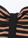Dadizhimu Famous 2025 Spring New Shoulder Striped Braided Bandage Bagged Dress Female Trend