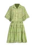Dadizhimu Wind 2025 Spring New Temperament Small Ribbon Embroidered Lace Shirt + Women's Dress