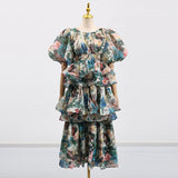 Dadizhimu Female Summer High Sense 2025 New Fashion Style Multi-Layer Lotus Leaf Side Temperament Long Dress Dress Woman