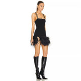 Dadizhimu Brand Light Luxury Heavy Llcter Hair Sexy Body Cross-Dressed Hottie Sling Dress Sling Dress Slew Banding Skirt New