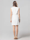 Dadizhimu 2025 New Round-Necked Vest Dress Order Diamond Shell Dress Dress Lend-Lovy Elegant White