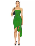 Dadizhimu Skirt Green Breast Dress Women's Dinner Dress Sexy Hot Girl Pure Tight Ass Dress Famous