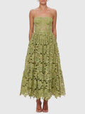 Dadizhimu Wind Solid Color Palette Long Dress 2025 New Niche Design Embroidery Hooked Waist Thin Dress Dress Woman