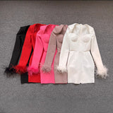 Dadizhimu New Fashion Tight Feather Tight Feather Tightening Dress High-End Women's Dress
