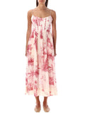 Dadizhimu Elegant Wind Girded Lumbar Dress 2025 New Fashion Print Slings With Skinny Dress Women's Summer