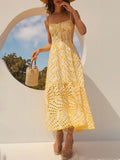 Dadizhimu Dress 2025 New Hollow Embroidery Open Fork High-End Feeling Waist Long Sling Skirt Women's Clothing Tide