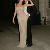 Dadizhimu Pure Lust Sexy Bosom Long Dress Body Slightly Through The Folding Niche Dress Dress Dress Long