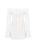 Dadizhimu New Temperament Lace Long-Sleeved Shoulder Dress Tight-Up Dress Autumn Female High Sense