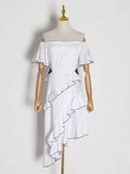 Dadizhimu Irregular Dress 2025 Summer New Fashion Shoulder High-End Hollow Dress Dress Women's
