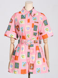 Dadizhimu Temperament Two-Piece Set 2025 New Design Print Set Short-Sleeved Shirt Top + Casual Shorts Women