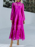 Dadizhimu 2025 New Tea Break French Dress Standing Collar Hollow Design Feel Waist Thin Fashion Temperament Dress
