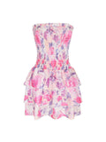 Dadizhimu Girls Wear Sexy Broth Cake Dress Body-Dexed Floral Dress Women High Quality Sweet Spicy Little Dress Woman