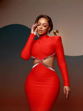 Dadizhimu New Fashion Temperament Diamond Design Sense Slimming Bandid Dress Female Big Back Dress Dress