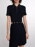 Dadizhimu Trendy Fashion 100-Fold Short Dress 2025 New Temperament Polo Collar Short Money To Collect Waist Thin Dress Women's Summer