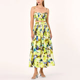 Dadizhimu Holiday Style Set 2025 Summer New Printed Corset + High Waist Pressure Skirt Half-Body Dress Two-Case
