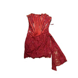 Dadizhimu Girls Bosom Sexy Dress Elegant Temperament Fish Bone Girded Irregular Lace Skirt