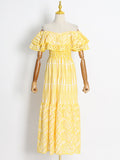 Dadizhimu Style Embroidery Dress 2025 Summer New Fashion Hollow Design Feeling Leaf Side Shoulder Dress Girl