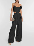 Dadizhimu Fish Bare Top + Fashion Casual Broad Leg Pants 2025 New Solid Color Sexy Set Two Sets Of Women