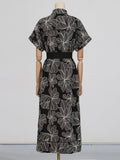 Dadizhimu Temperament Literary Style With Belt Dress Dress 2025 Summer New Collar Retro Design Long Dress Dress Woman