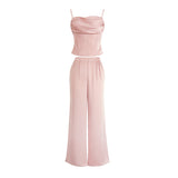 Dadizhimu Design Exquisite Small Suit Women's Silk And Satin Slings With Trousers Women's Fashion Two-Piece