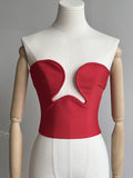 Dadizhimu Summer Babes Personality Sexy Bare Breast Small Coat Staggered Steel Ring Banda Vest Woman