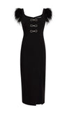 Dadizhimu Dress Square Collar Dress Elegant Bow Feathers Sleeveless Bandage Sexy Dress