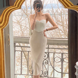 Dadizhimu Bone Thoracic Dress Women Summer Tight Body Chic Slings Niche Design Hepburn Wind Gibe Waist Skirt Party Dress Dress