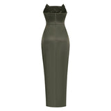 Dadizhimu Sexy Chest Sticker Wearing Fish Bone Skirt High-End Body Repair Irregular Open Fork Long Dress