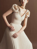Dadizhimu Windy Big Flower Dress Dress 2025 Summer New Sexy V Collar High-Rise 100-Fold Long Dress Woman