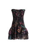 Dadizhimu 2025 New Fashion Temperament Print Hanging Neck Design Slim Slim Short Dress Women's Bag Hip Dress