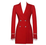 Dadizhimu New Orange Suit Collar Double Row Drill Buckle Back Hollow Cuff Feather Repair Suit Dress