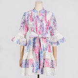 Dadizhimu Temperament Seaside Resort Style Collar Skirt 2025 New Design Printing Collar Collar Dress Woman
