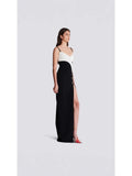 Dadizhimu Classic Elegant Long Sling Dress Dress Dress Body Dress Black And White Open Dress Dress Dress