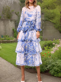 Dadizhimu Temperament Elegant Dress 2025 Spring New Fashion Printed Lantern Sleeves With High-End Feel Dress Women's Trend