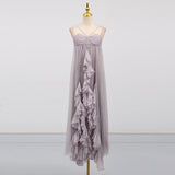 Dadizhimu Beach Mesh Sling Dress Dress 2025 New Splicing Lotus Leaf Side Design Solid Color Long Dress Woman