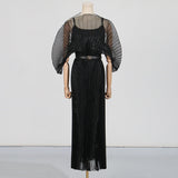 Dadizhimu Dress 2025 Summer New Temperament High-Waisted Solid Color Tie With High-End Feel Dress