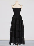 Dadizhimu Temperament Casual Dress Spring 2025 New Fashion High-End Embroidery Hollow Bra Dress Female Trend
