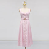 Dadizhimu Elegant Wind Waist Thin Dress 2025 New Belt Design Slimy Sling Skirt