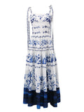 Dadizhimu Temperament Sling Dress Dress 2025 New Printing Design High-Waisted Long Seaside Dress Women's Summer